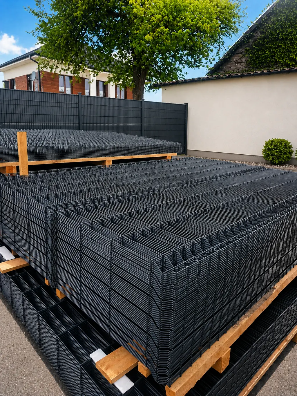 Doppelstabmattenzaun-Beispiel — Garteninstallation
